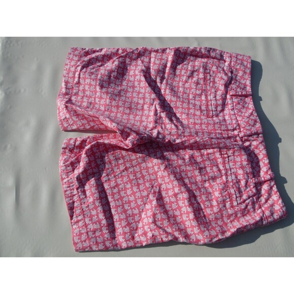 Talbots 4p Long Shorts Pink White Fish Vacation Beach Tropical Coastal - Picture 4 of 7